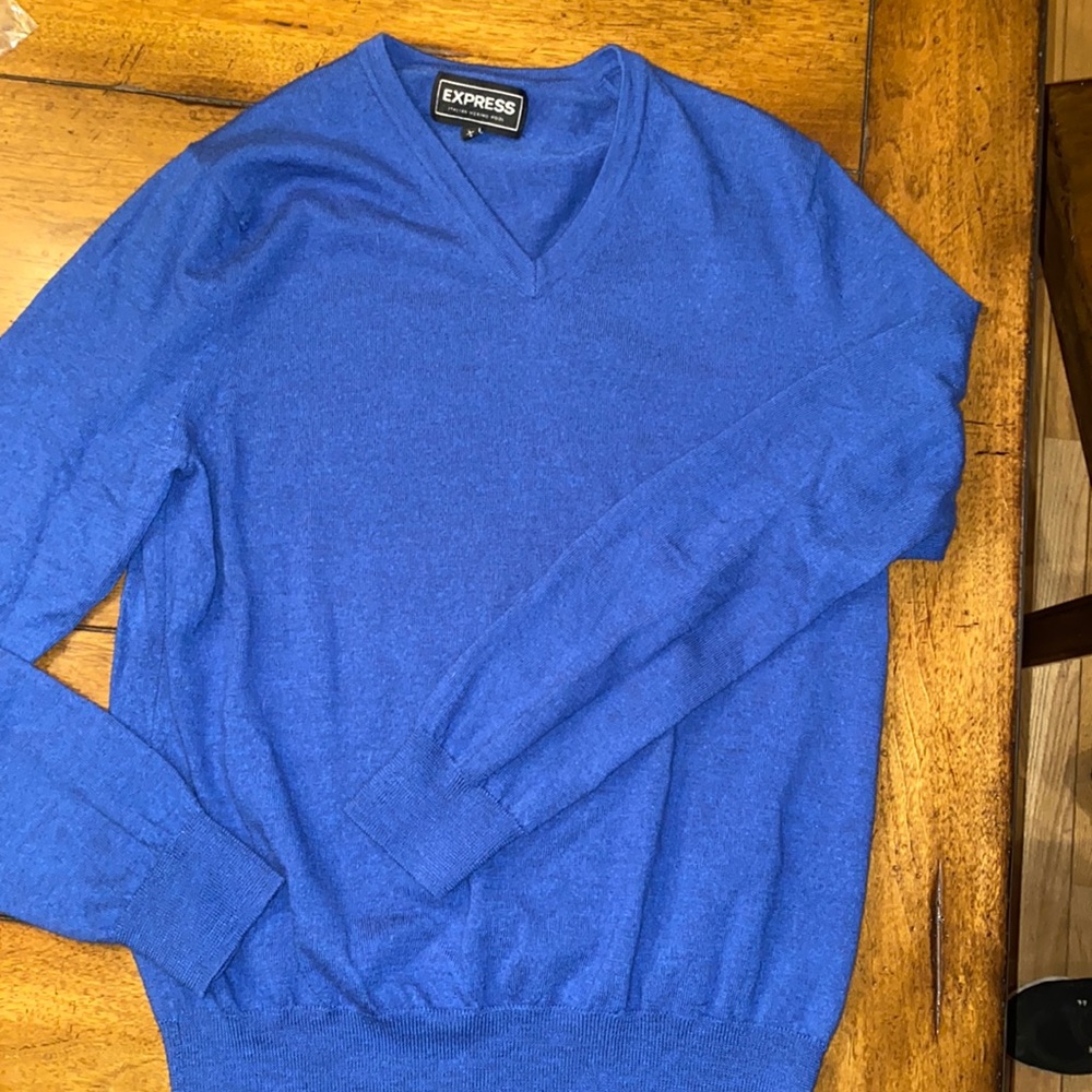 EXPRESS wool blue men’s v-neck sweater